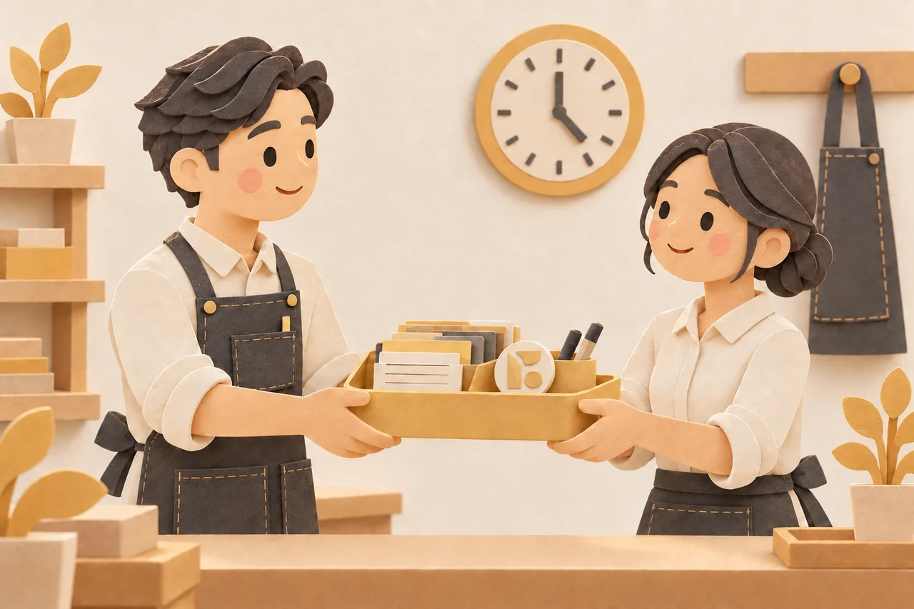 輕鬆交班紙雕情境插畫